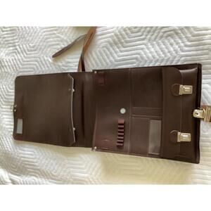 MK CETR Brown Faux Leather Satchel Messenger Bag Briefcase 13"x10"‎ Vintage Look